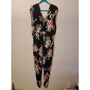 Black floral jump suit